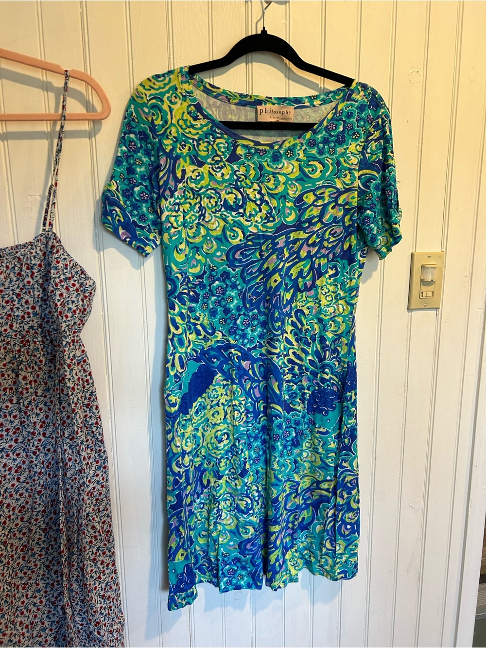 Philosophy Aqua, Teal & Blue Floral Fit-and-Flare Dress